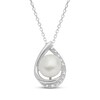 Thumbnail Image 1 of Cultured Pearl & Diamond Necklace Sterling Silver 18"