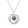 Thumbnail Image 1 of Tahitian Cultured Pearl & White Topaz Necklace Sterling Silver 18"