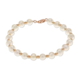 Cultured Pearl Bracelet 14K Rose Gold 7.5&quot;