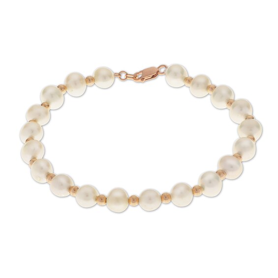 Cultured Pearl Bracelet 14K Rose Gold 7.5"