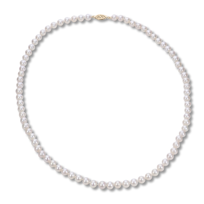 Cultured Pearl Necklace 14K Yellow Gold 20"