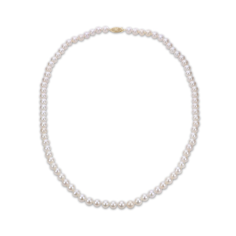 Main Image 1 of Cultured Pearl Necklace 14K Yellow Gold 24"