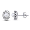 Thumbnail Image 1 of Cultured Pearl & White Lab-Created Sapphire Earrings Sterling Silver