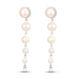 Cultured Pearl Drop Earrings Sterling Silver