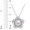 Thumbnail Image 3 of Cultured Pearl & White Lab-Created Sapphire Necklace Sterling Silver 18"