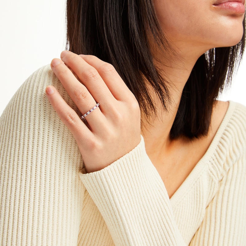 Main Image 4 of Neil Lane Rhodolite Garnet & Diamond Anniversary Ring 1/5 ct tw 14K White Gold