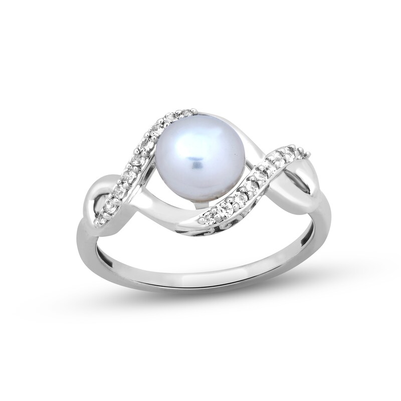 Cultured Pearl & White Lab-Created Sapphire Boxed Set Sterling Silver