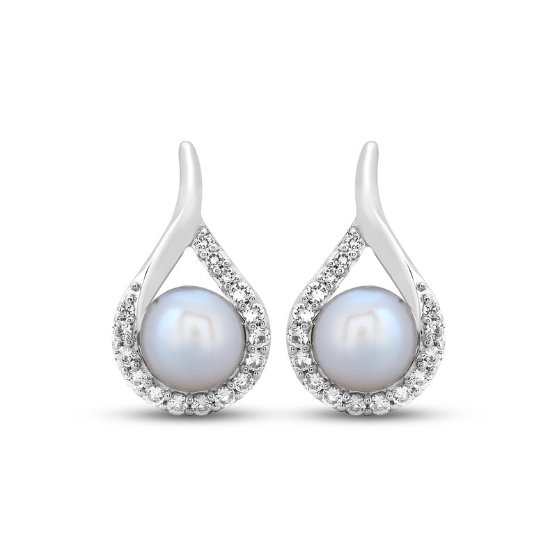 Cultured Pearl & White Lab-Created Sapphire Boxed Set Sterling Silver