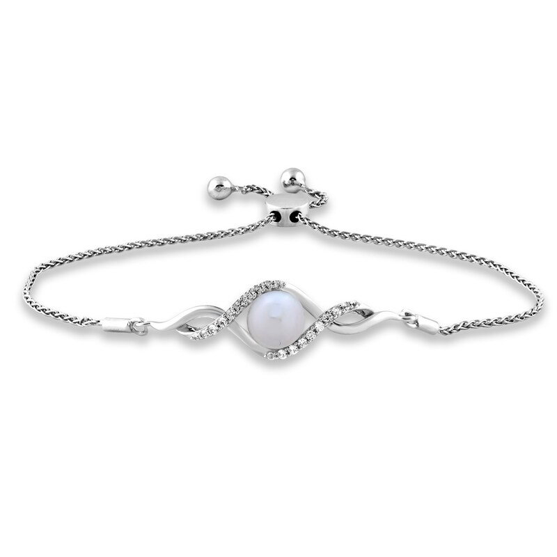 Cultured Pearl & White Lab-Created Sapphire Boxed Set Sterling Silver