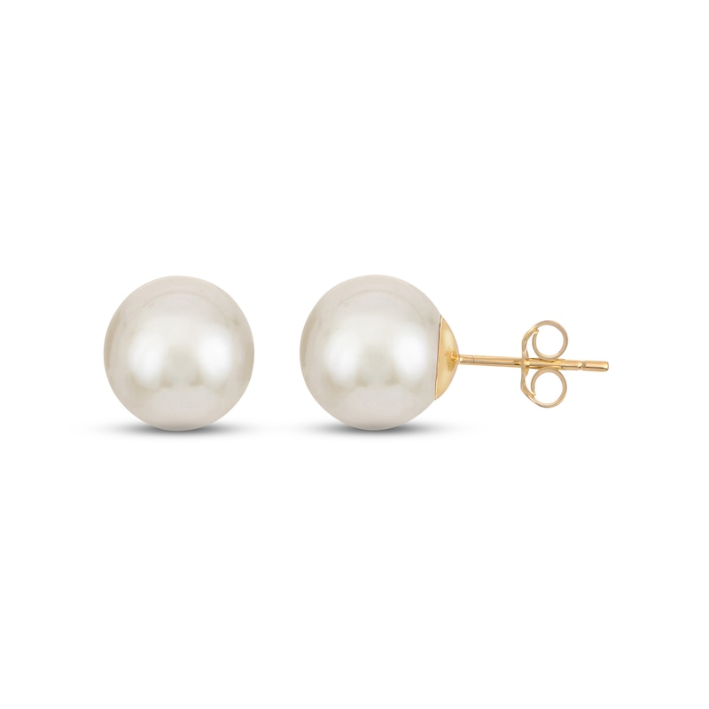 Freshwater Cultured Pearl Stud Earrings 14K Yellow Gold