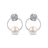 Thumbnail Image 2 of Cultured Pearl Love Knot Hoop Earrings Sterling Silver