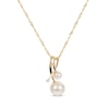 Thumbnail Image 1 of Cultured Pearl & Diamond Twist Necklace 14K Yellow Gold 18"