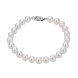 6.5-7mm Cultured Akoya Pearl Bracelet 14K White Gold 7.5"
