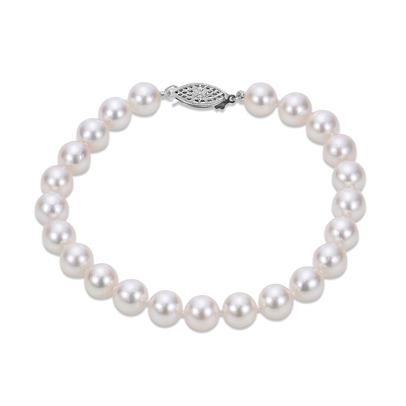 Main Image 1 of 6.5-7mm Cultured Akoya Pearl Bracelet 14K White Gold 7.5"