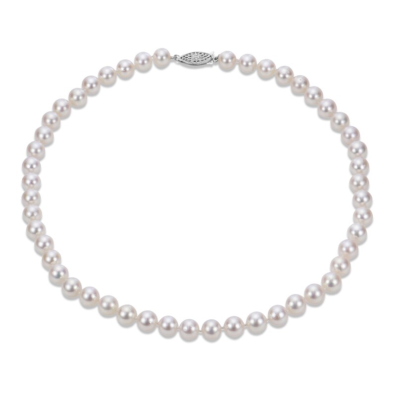 6.5-7mm Cultured Akoya Pearl Strand Necklace 14K White Gold 16"