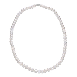 6.5-7mm Cultured Akoya Pearl Strand Necklace 14K White Gold 24&quot;