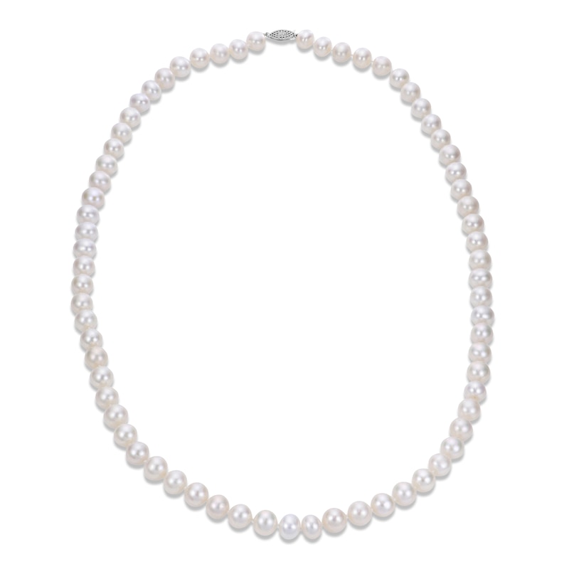 Main Image 1 of 6.5-7mm Cultured Akoya Pearl Strand Necklace 14K White Gold 24"