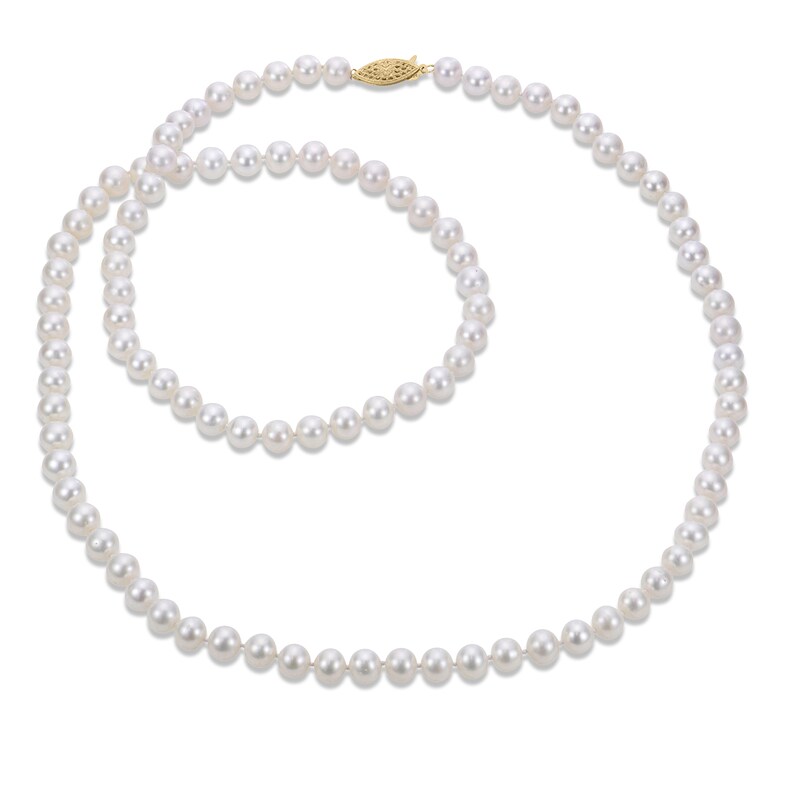 Main Image 1 of 7-7.5mm Cultured Pearl Strand Necklace 14K Yellow Gold 30"
