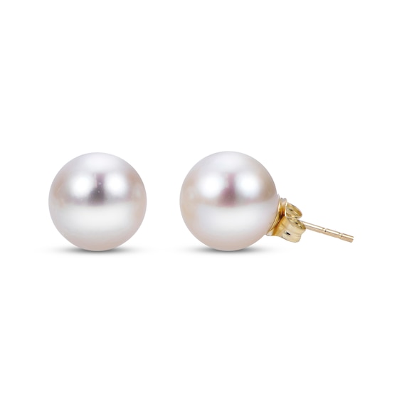 9-9.5mm Cultured Pearl Stud Earrings 14K Yellow Gold