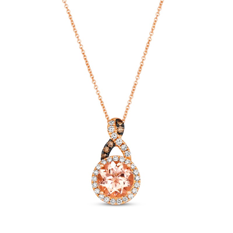 Main Image 1 of Le Vian Chocolate Twist Morganite Necklace 1/3 ct tw Diamonds 14K Strawberry Gold 19"