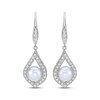 Thumbnail Image 2 of Cultured Pearl & White Lab-Created Sapphire Teardrop Dangle Earrings Sterling Silver