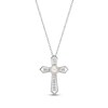 Thumbnail Image 0 of Cultured Pearl & White Topaz Cross Necklace 10K White Gold 18"