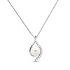 Thumbnail Image 1 of Cultured Pearl Necklace Lab-Created Sapphires Sterling Silver