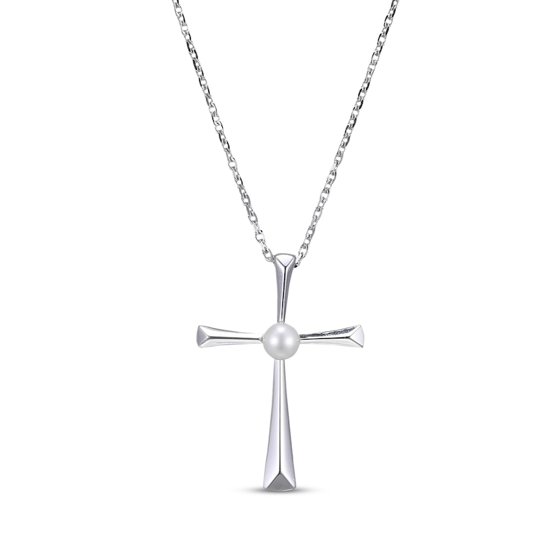 Sterling Silver Pearl Cross Pendant Sterling Silver Pearl Cross Pendant