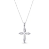 Thumbnail Image 0 of Cultured Pearl & White Lab-Created Sapphire Cross Necklace Sterling Silver 18”