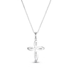 Thumbnail Image 2 of Cultured Pearl & White Lab-Created Sapphire Cross Necklace Sterling Silver 18”