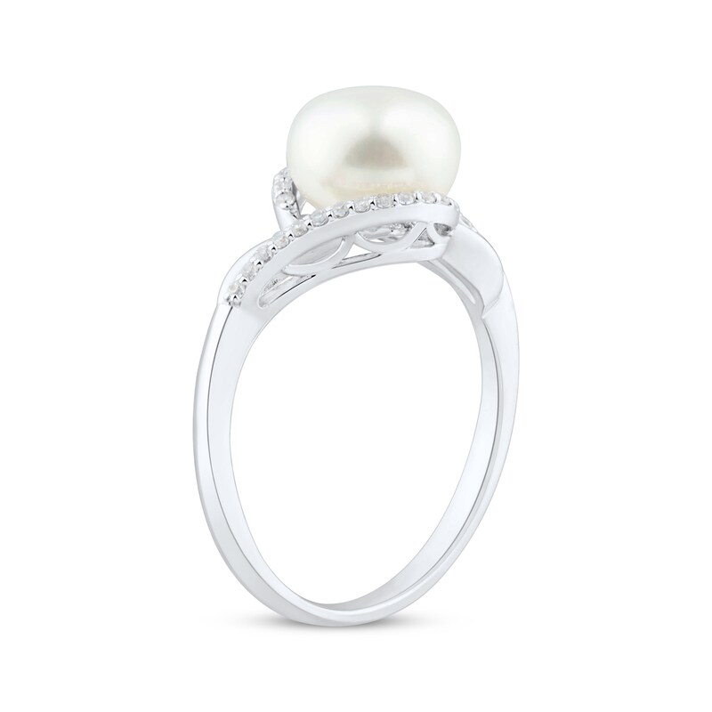 Cultured Pearl & Round-Cut White Lab-Created Sapphire Bypass Ring ...