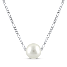 Cultured Pearl Solitaire Necklace Sterling Silver 17”