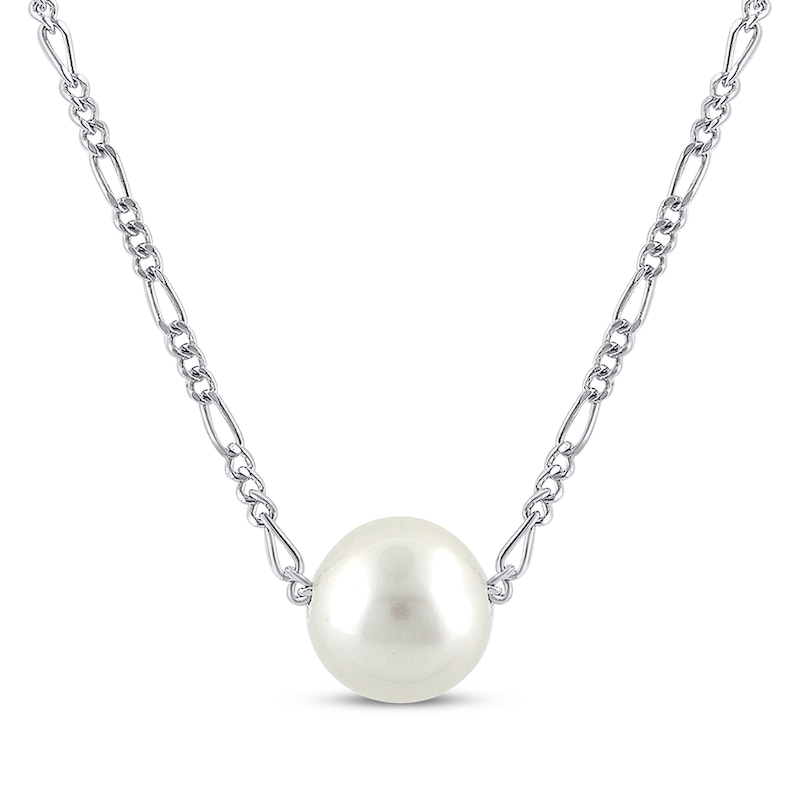 Cultured Pearl Solitaire Necklace Sterling Silver 17”