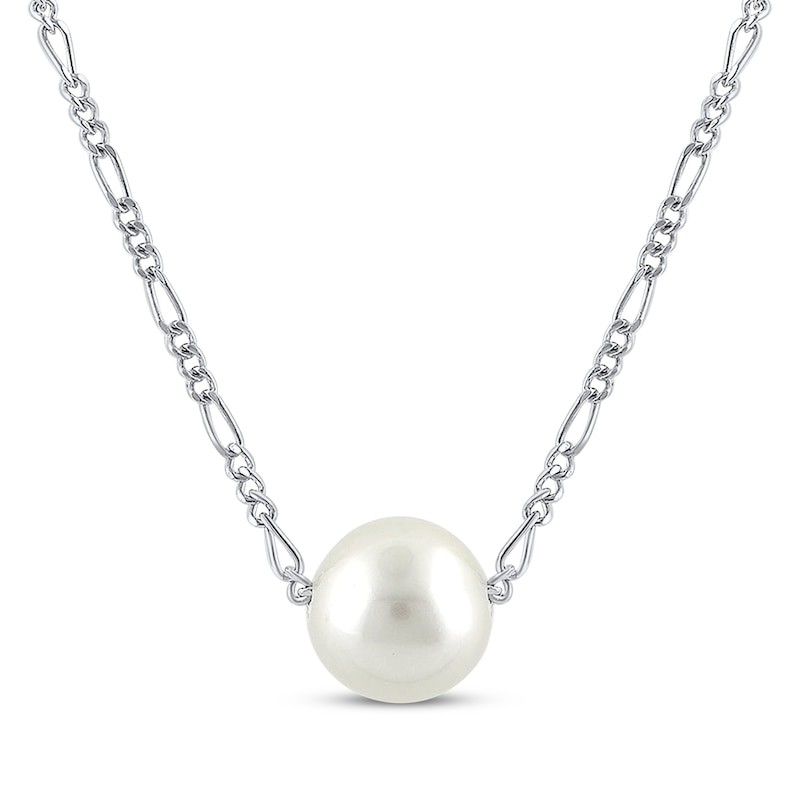 Main Image 1 of Cultured Pearl Solitaire Necklace Sterling Silver 17”