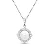 Thumbnail Image 1 of Cultured Pearl & Round-Cut White Lab-Created Sapphire Necklace Sterling Silver 18”