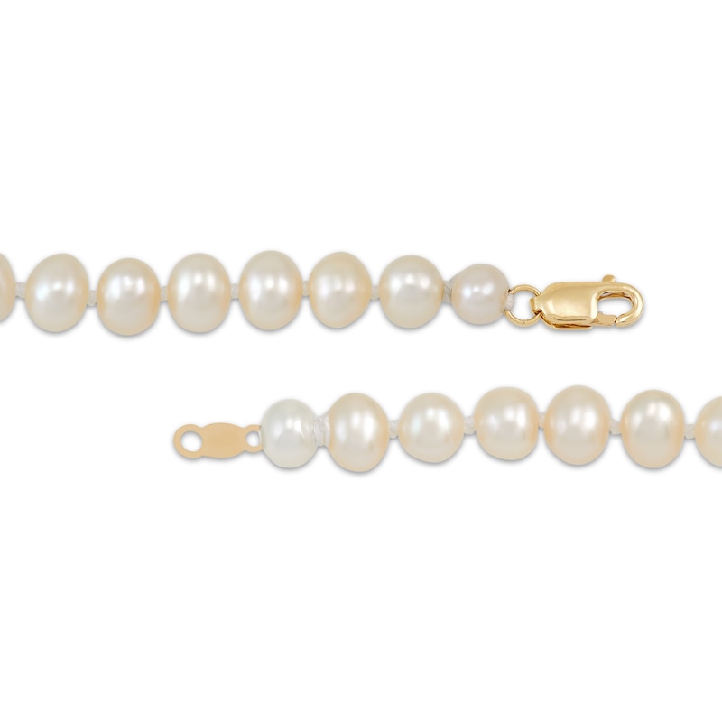 Cultured Pearl Cross Bracelet 14K Yellow Gold 6.75”