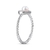 Thumbnail Image 2 of Cultured Pearl & White Lab-Created Sapphire Heart Ring Sterling Silver