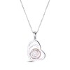 Thumbnail Image 3 of Pink Cultured Pearl & Round-Cut White Lab-Created Sapphire Heart Necklace Sterling Silver 18”