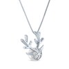 Thumbnail Image 3 of Round-Cut Cultured Pearl & White Lab-Created Sapphire Reindeer Necklace Sterling Silver 18"