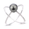 Thumbnail Image 0 of Tahitian Cultured Pearl & Diamond Orbit Ring 1/4 ct tw 14K White Gold