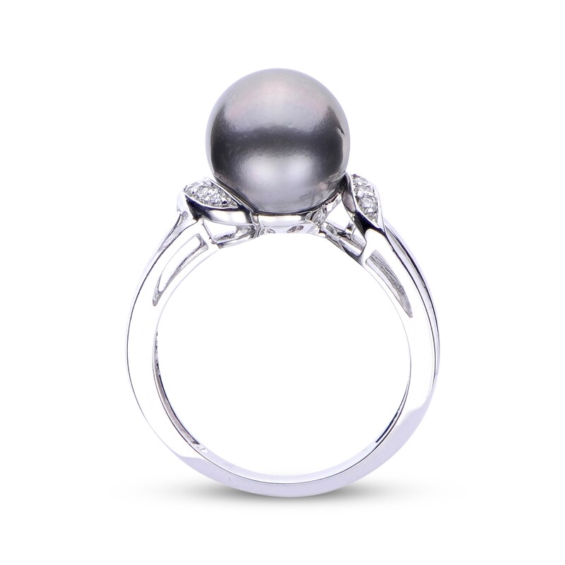 Tahitian Cultured Pearl & Diamond Ring 1/15 ct tw 14K White Gold
