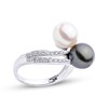 Tahitian Cultured Pearl, Cultured Pearl & Diamond Bypass Ring 1/5 ct tw 14K White Gold