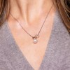 Thumbnail Image 2 of Cultured Pearl & White Topaz Linked Heart Necklace Sterling Silver 18”