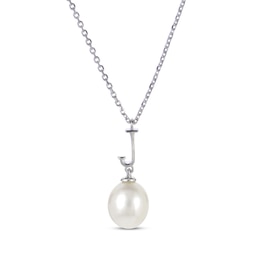 Cultured Pearl Initial “J” Necklace Sterling Silver 18”