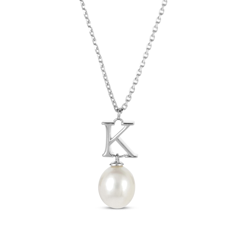 Cultured Pearl Initial “K” Necklace Sterling Silver 18” | Kay Outlet