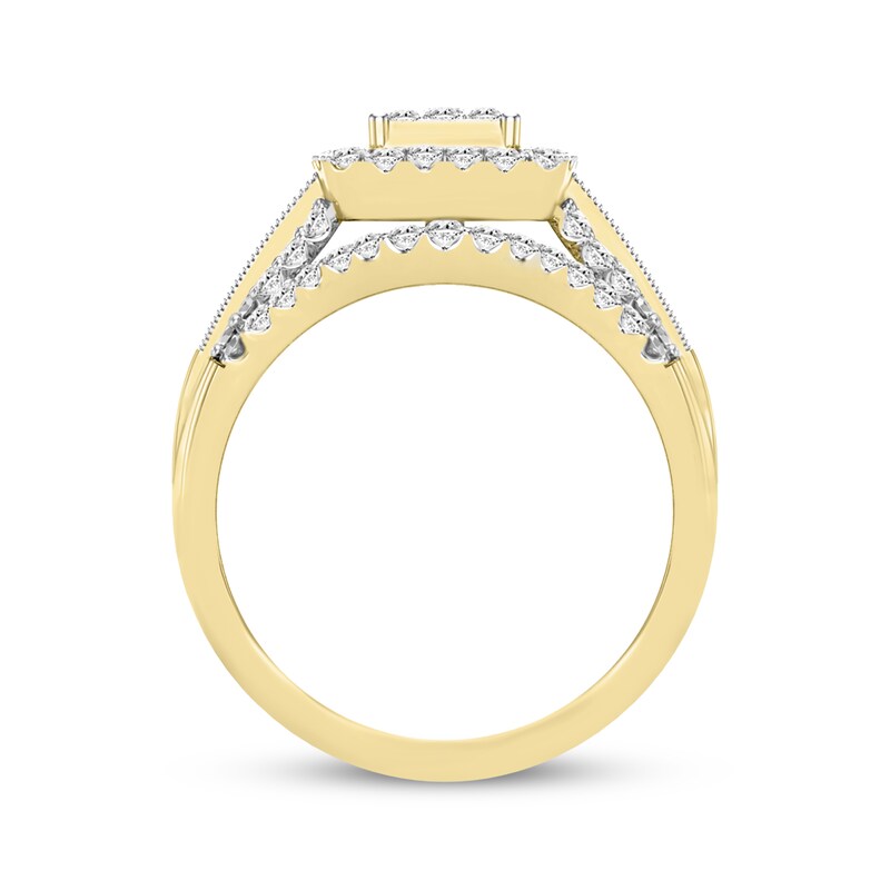 Baguette & Round-Cut Multi-Diamond Center Engagement Ring 1/2 ct tw 10K Yellow Gold