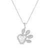 Thumbnail Image 1 of Cultured Pearl & White Lab-Created Sapphire Paw Print Necklace Sterling Silver 18"