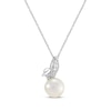 Thumbnail Image 2 of Cultured Pearl & White Lab-Created Sapphire Bunny Necklace Sterling Silver 18"
