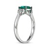 Thumbnail Image 2 of Cushion-Cut Lab-Created Emerald & White Lab-Created Sapphire Ring Sterling Silver