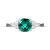Thumbnail Image 3 of Cushion-Cut Lab-Created Emerald & White Lab-Created Sapphire Ring Sterling Silver